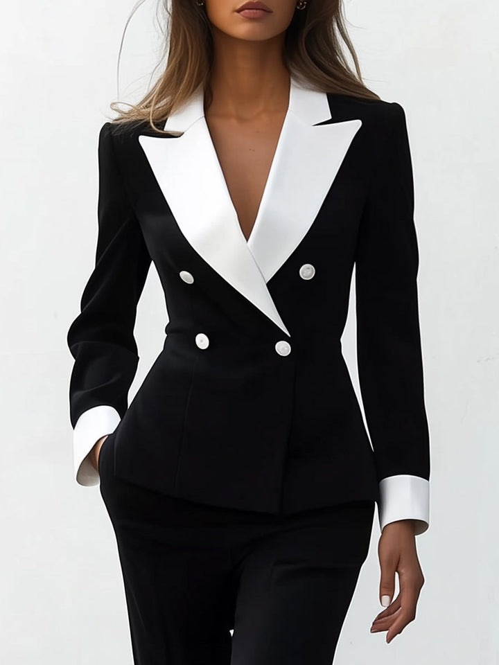 Monokrom kontrastkrage-outfit