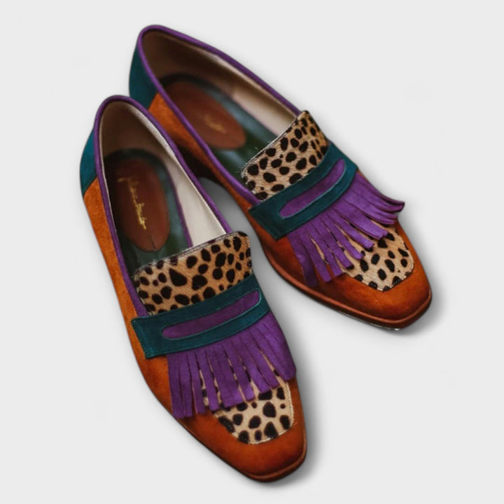 Elin™ | Bruna loafers med leopardmönster