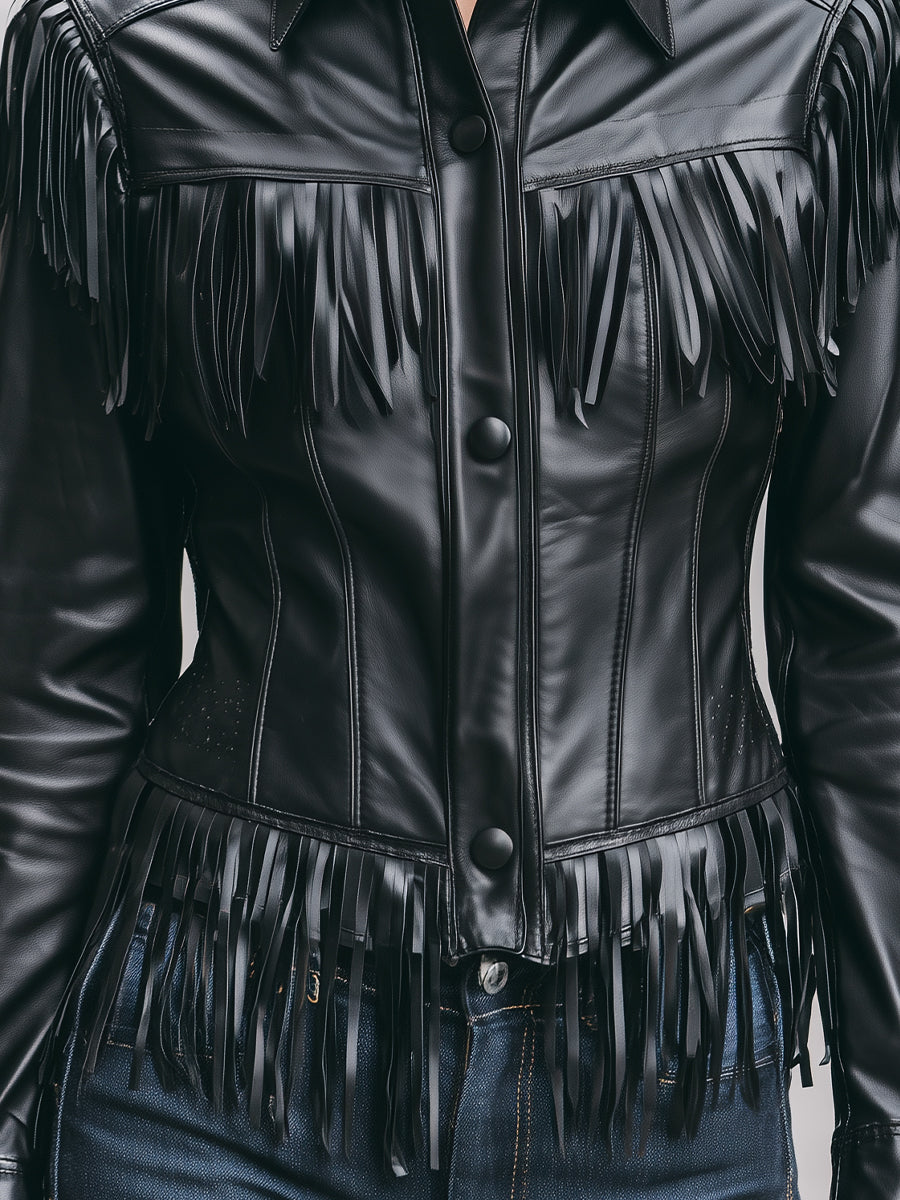 Mooyius Black Fringe Jacket