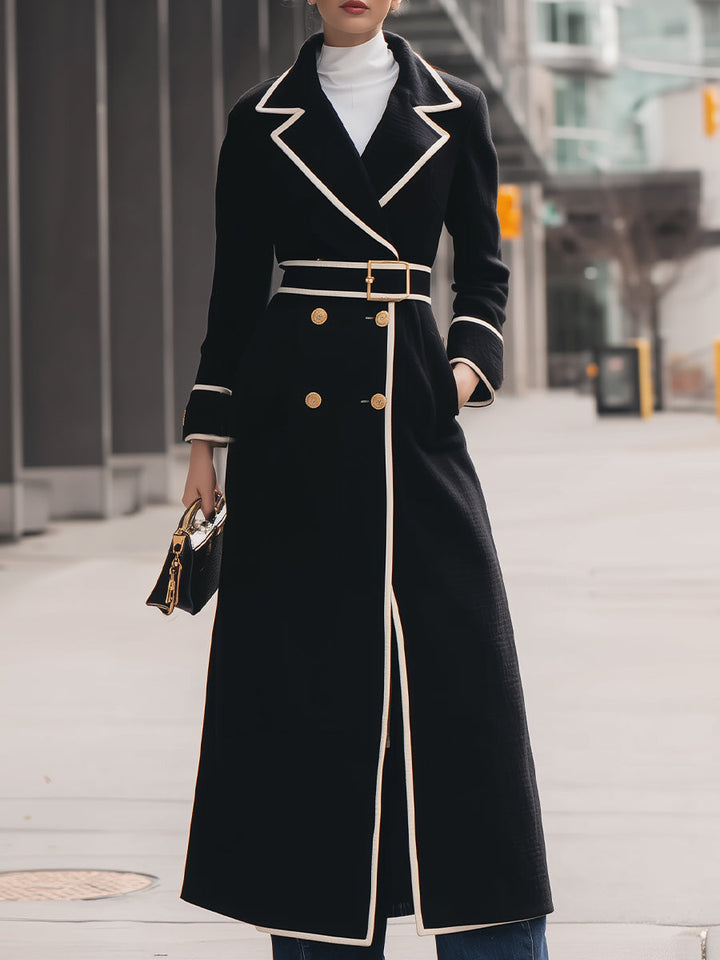 Elegant Double-Breasted Belted Coat