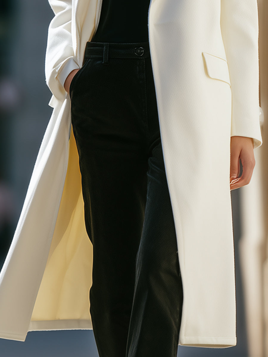 Elegant White Wool Coat