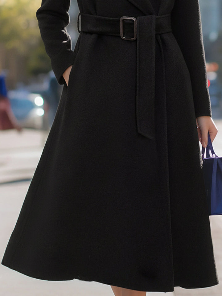 Wool-Blend Midi Coat Belted