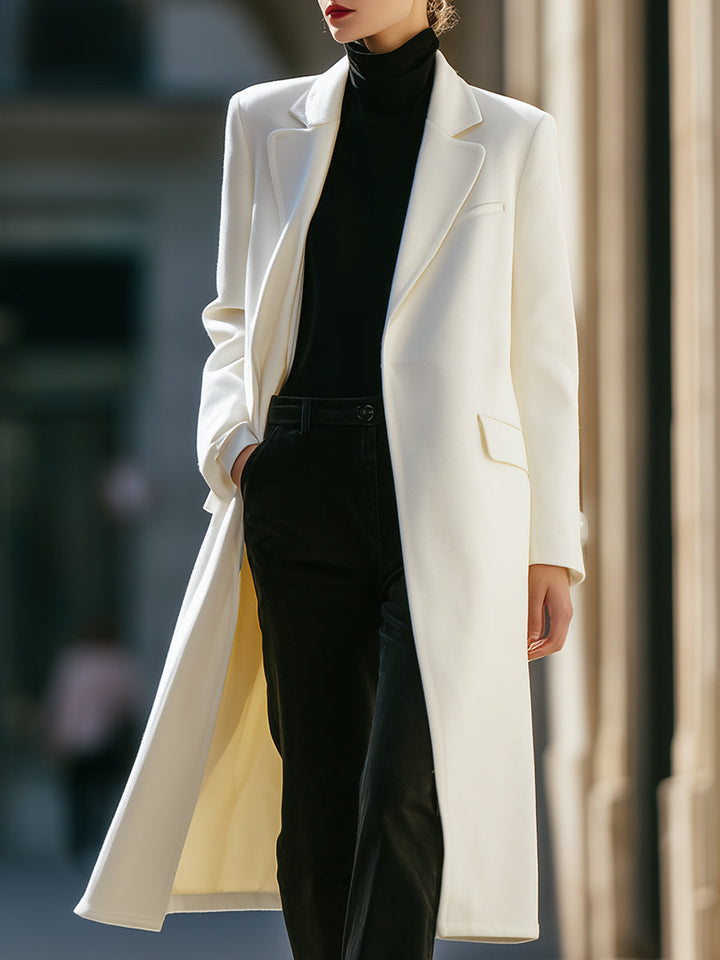 Elegant White Wool Coat