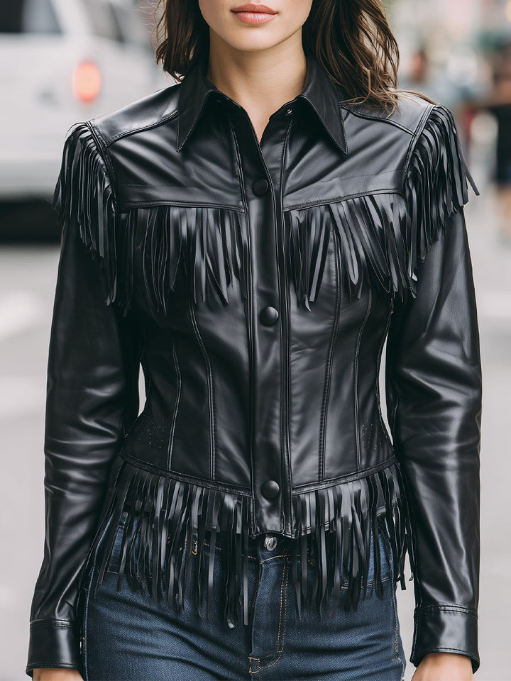 Mooyius Black Fringe Jacket