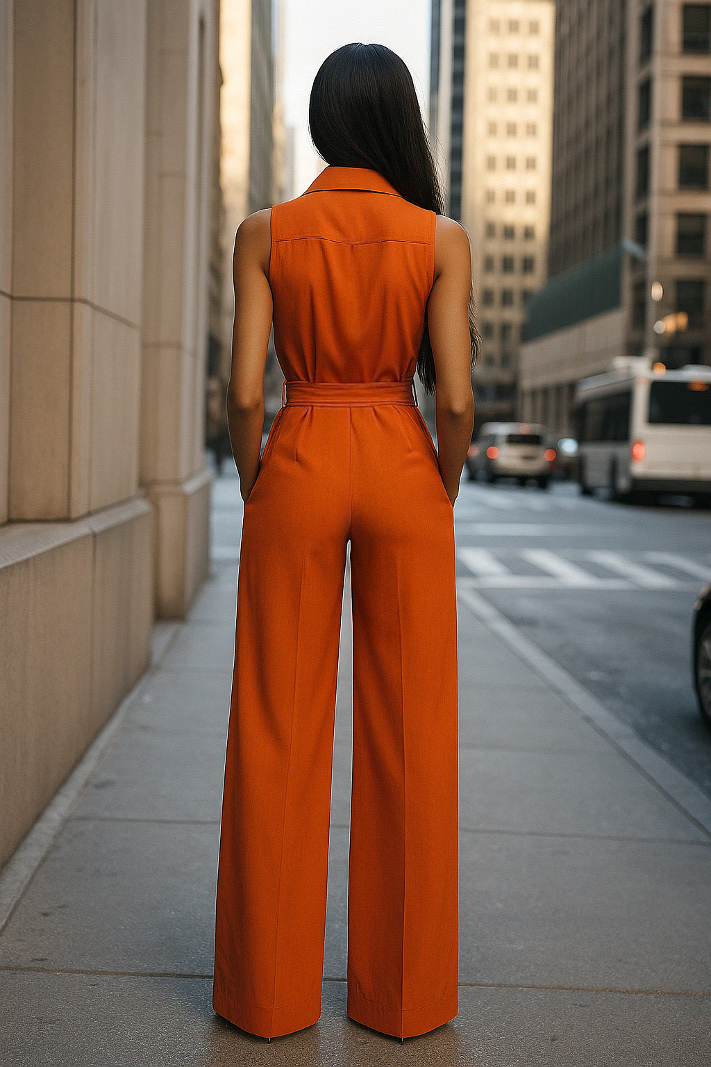 Chic Orange Sleeveless Jumpsuit