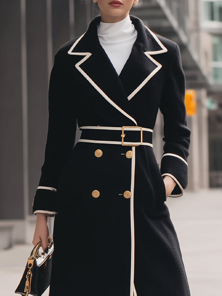 Elegant Double-Breasted Belted Coat