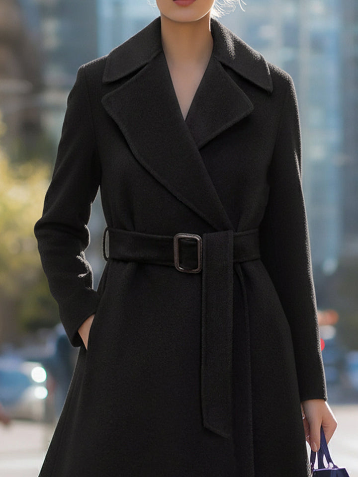Wool-Blend Midi Coat Belted