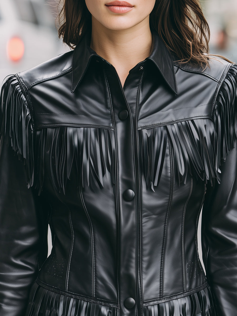 Mooyius Black Fringe Jacket