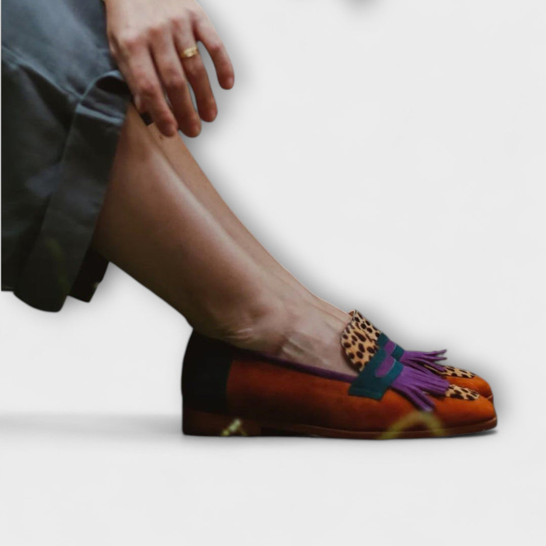 Elin™ | Bruna loafers med leopardmönster