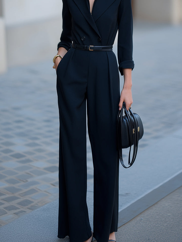 Charlotte | Black Double-Breasted Jumpsuit