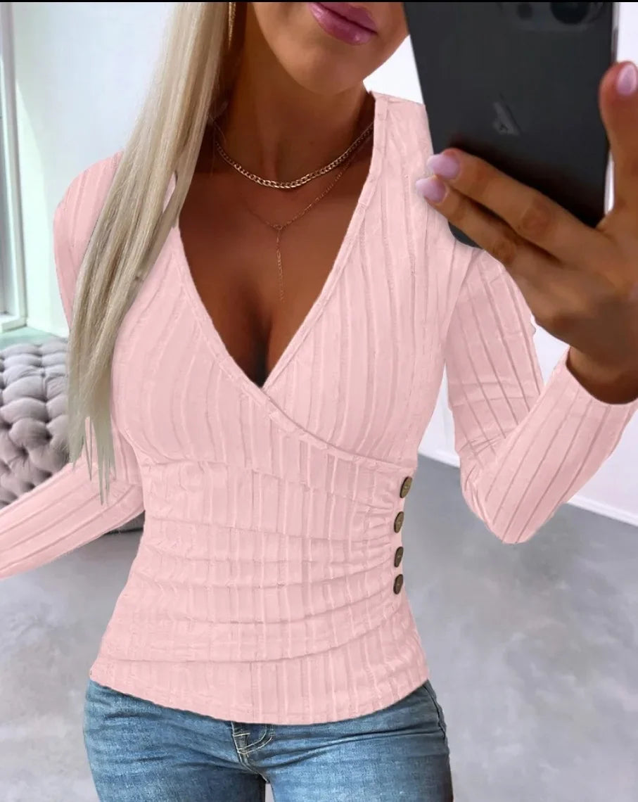LILLY | Elegant stickad tröja med v-ringning