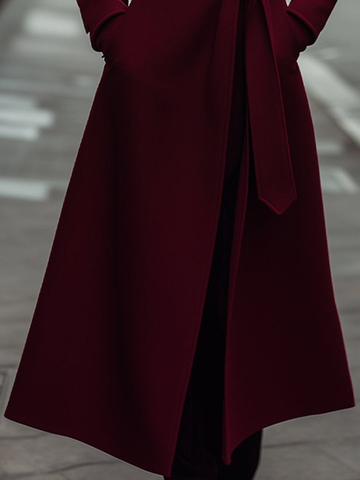 Feminine Burgundy Wool Trench