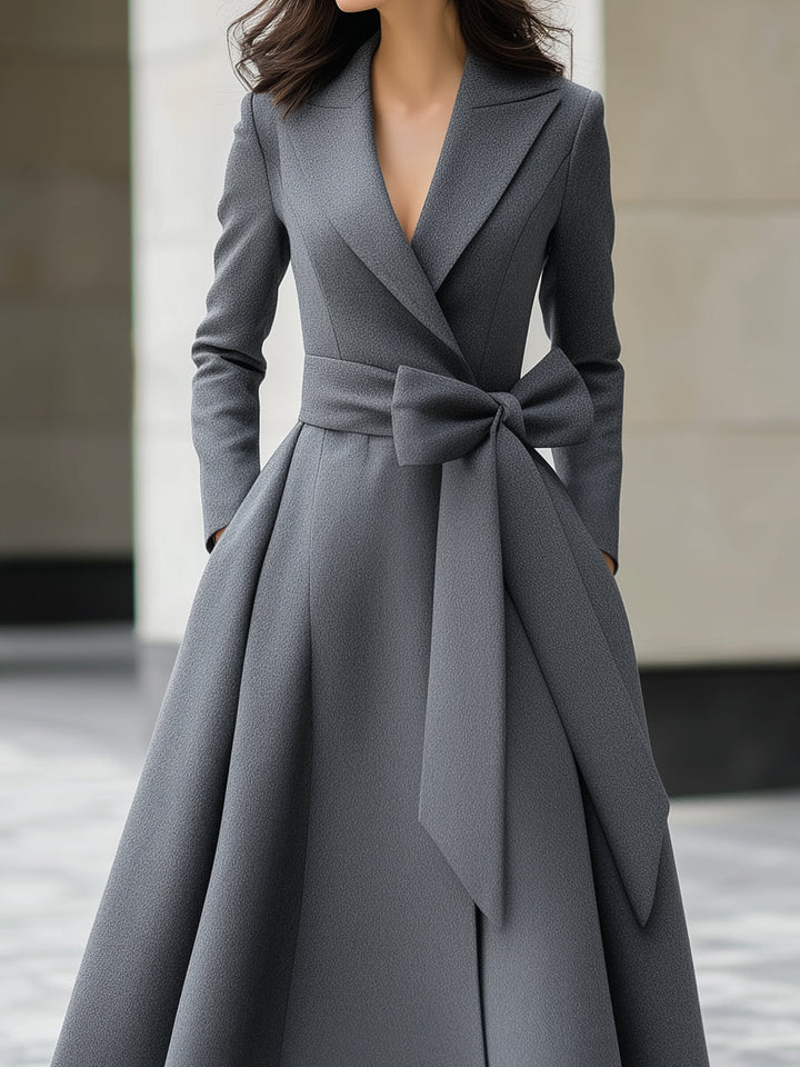 Belted A-line Bow Dress