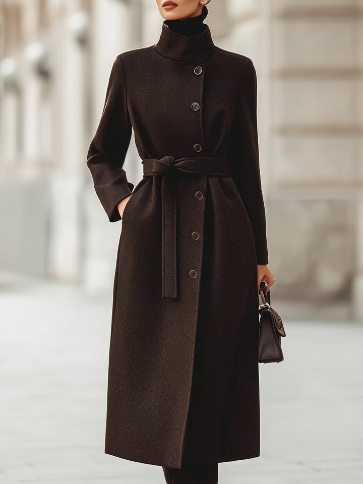 Belted Dark Brown Maxi Coat