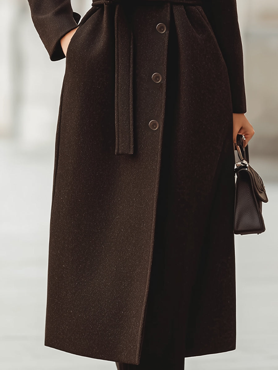 Belted Dark Brown Maxi Coat