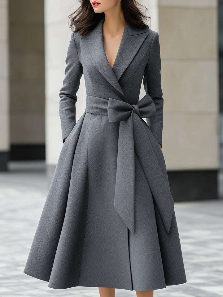 Belted A-line Bow Dress
