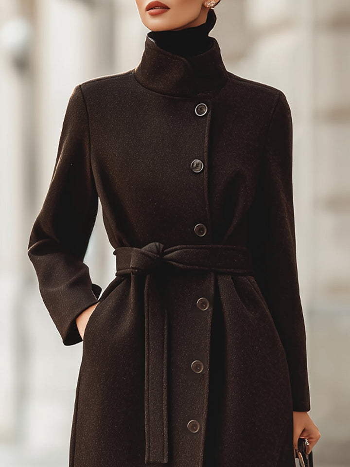 Belted Dark Brown Maxi Coat