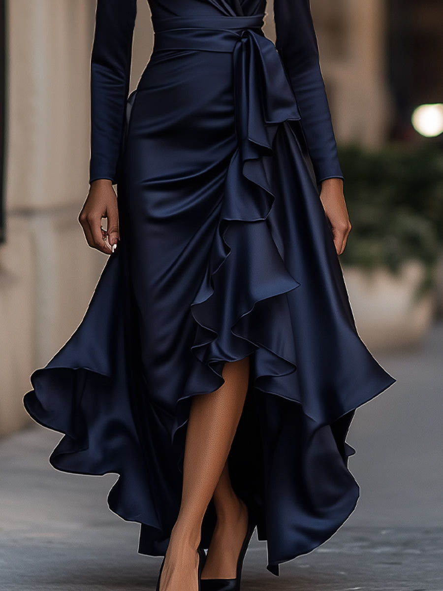 Eva | Blue Draped Maxi Dress