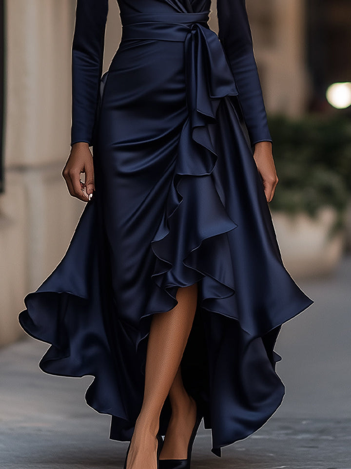 Eva | Blue Draped Maxi Dress
