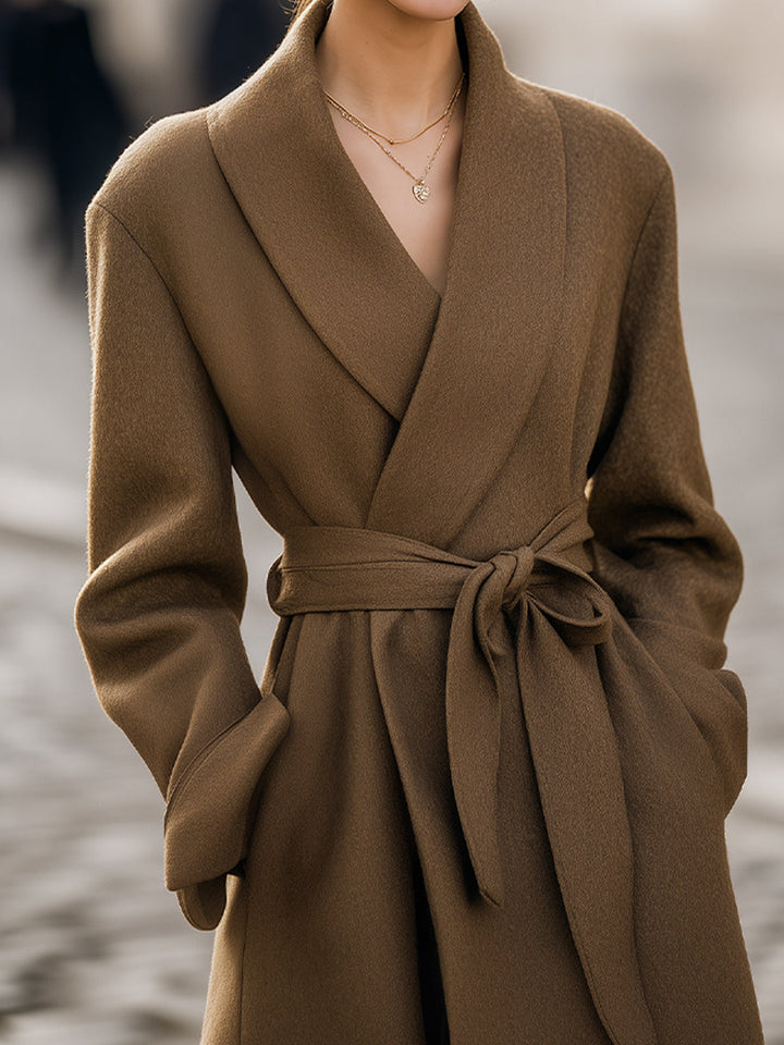 Belted Camel Wrap Coat