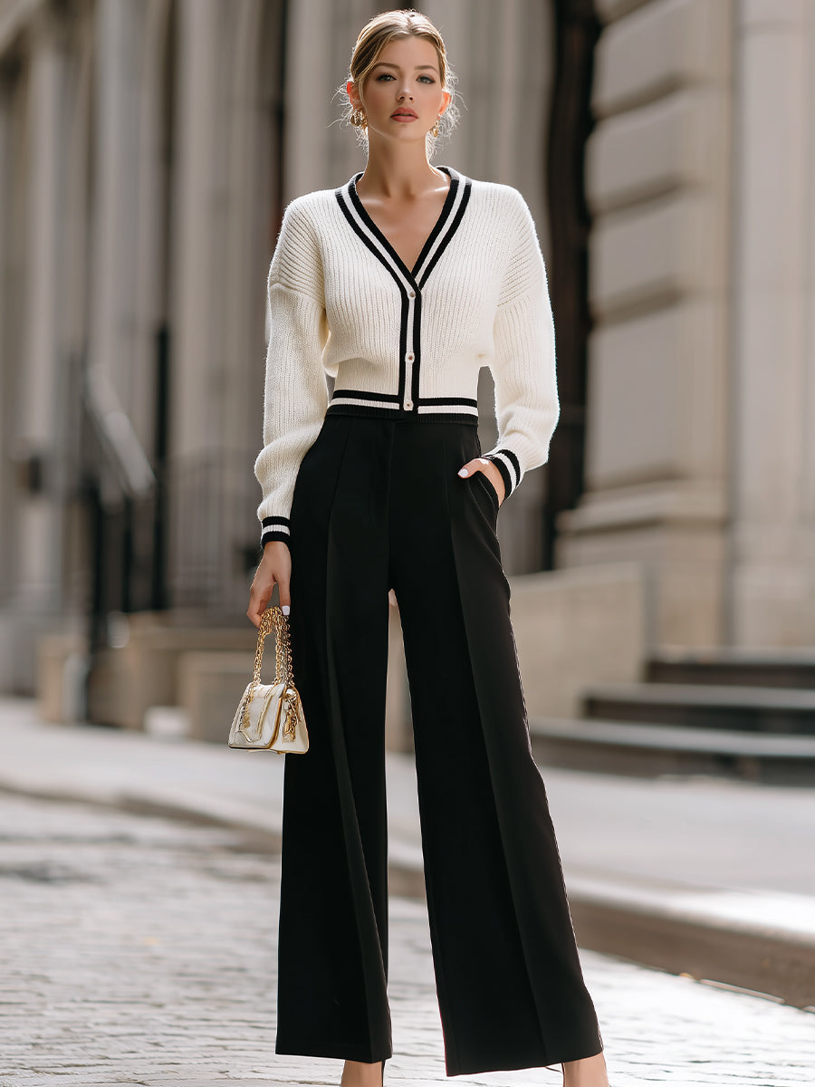 Black White Knit Set