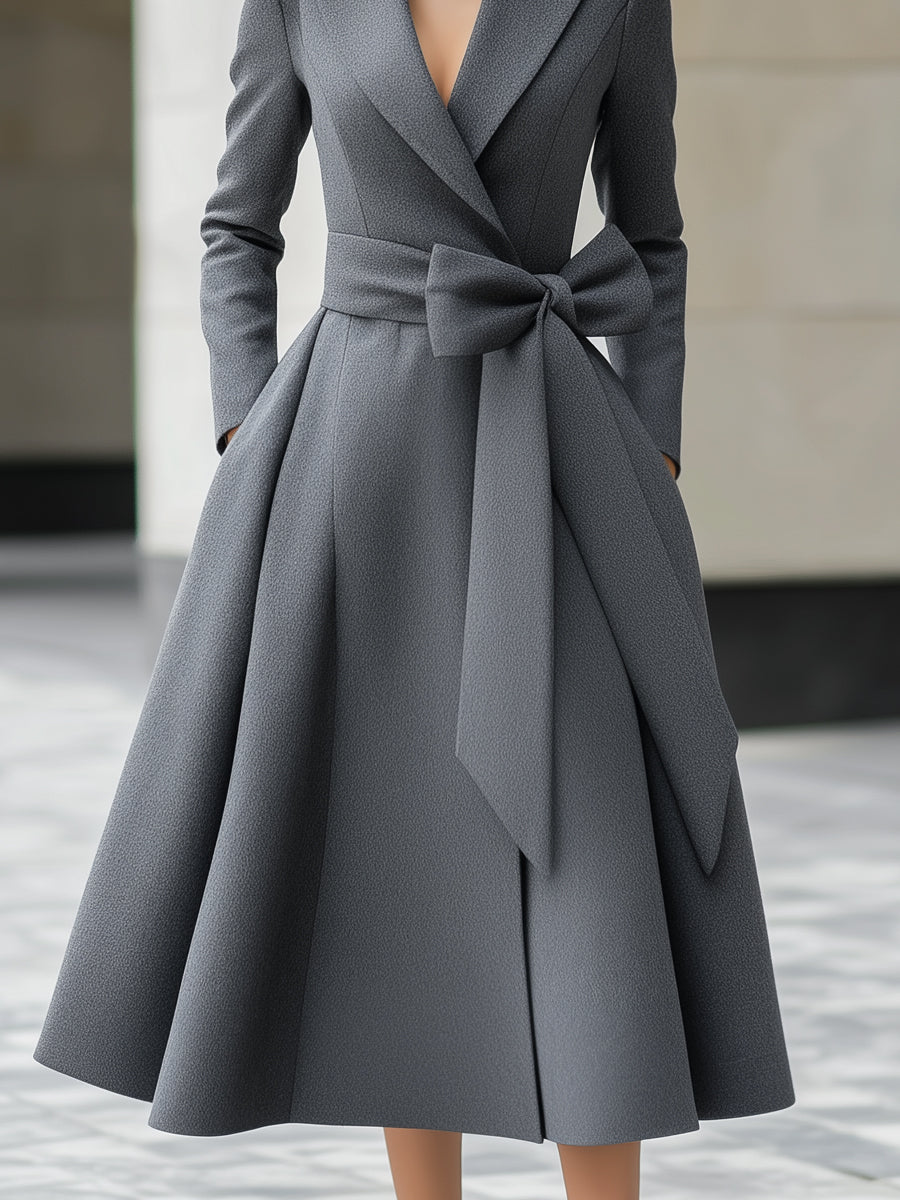 Belted A-line Bow Dress
