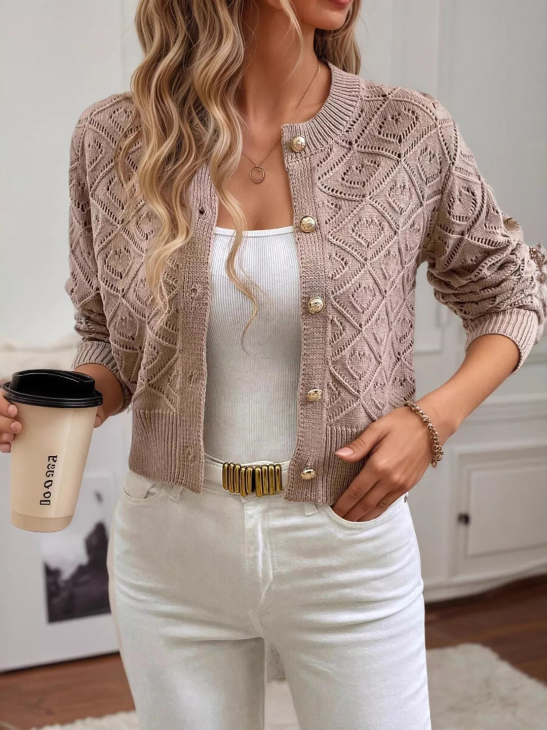 Openwork Long Sleeve Cardigan
