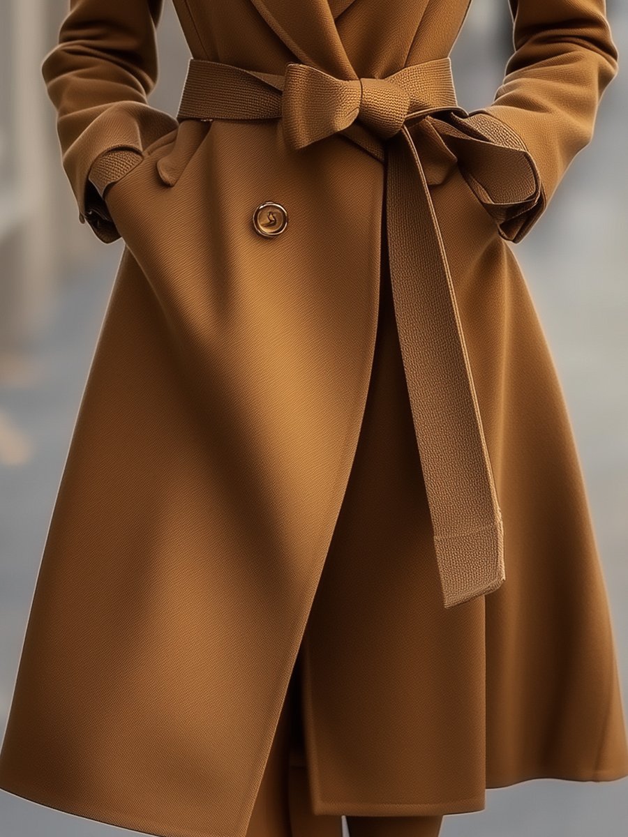 Belted Camel Wool Trench